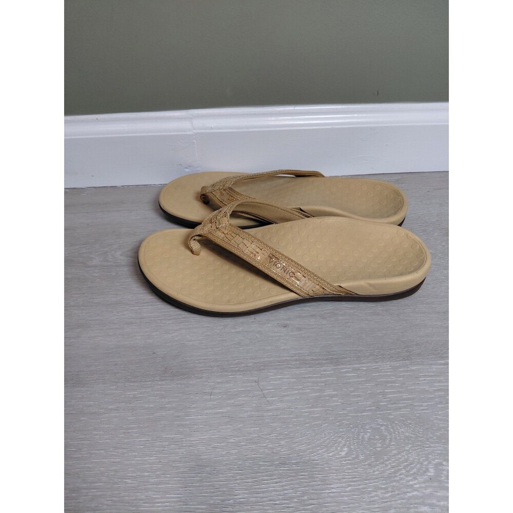 Vionic Tide II Gold Cork Toe Post Sandal Flip Flop Women's size 9US